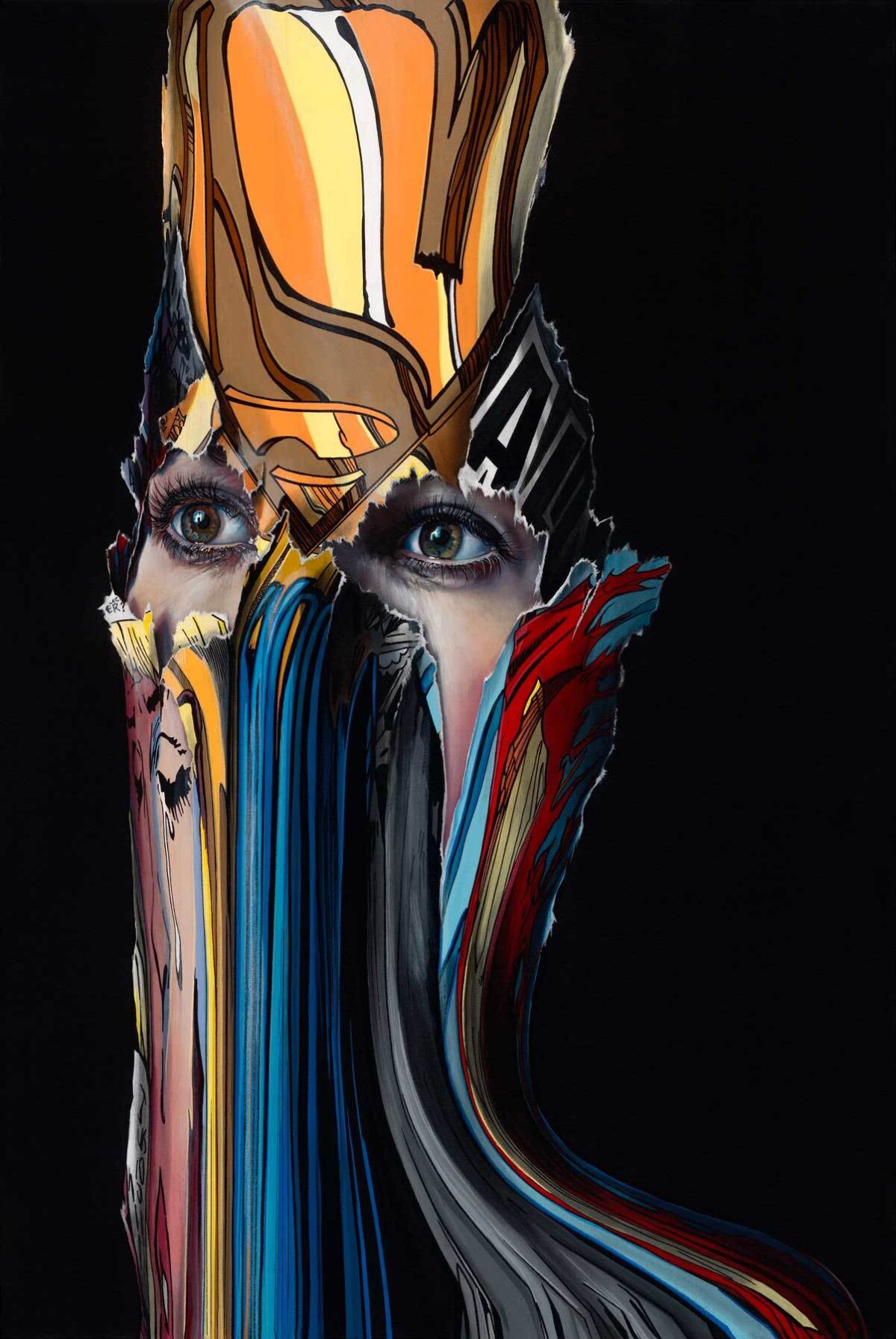 la cage une penseCC81e abstraite acrylic on canvas 2021 by sandra chevrier